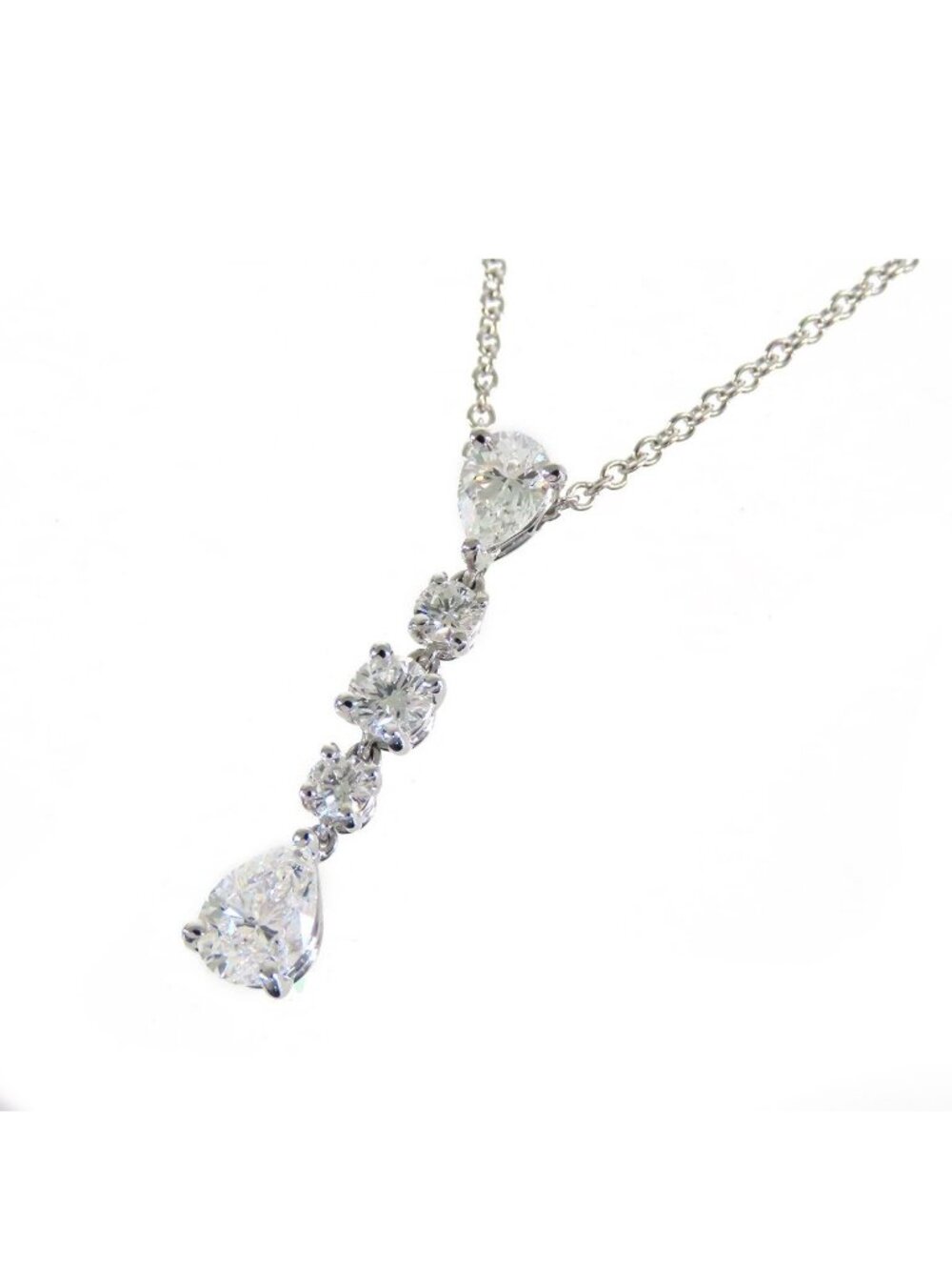 Tiffany & Co Swing Drop Diamond Pendant Platinum Necklace